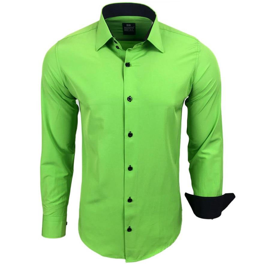RUSTY NEAL košile pánská R-44 dlouhý rukáv slim fit XXL, zelená