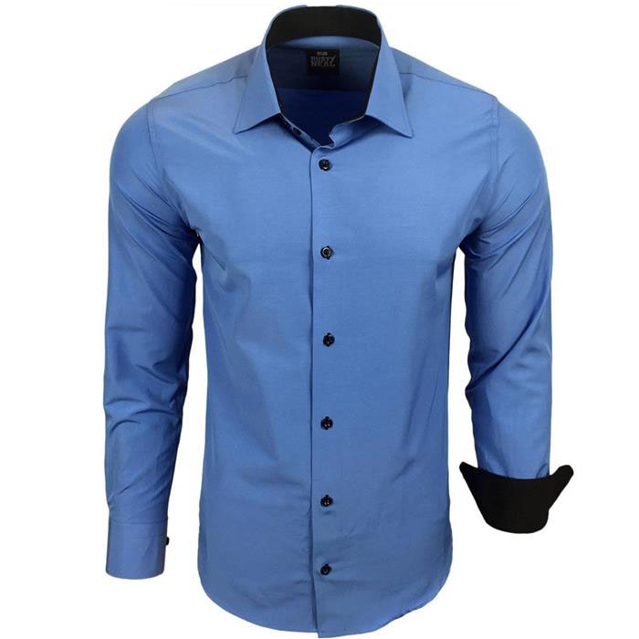 RUSTY NEAL košile pánská R-44 dlouhý rukáv slim fit 3XL, modrá