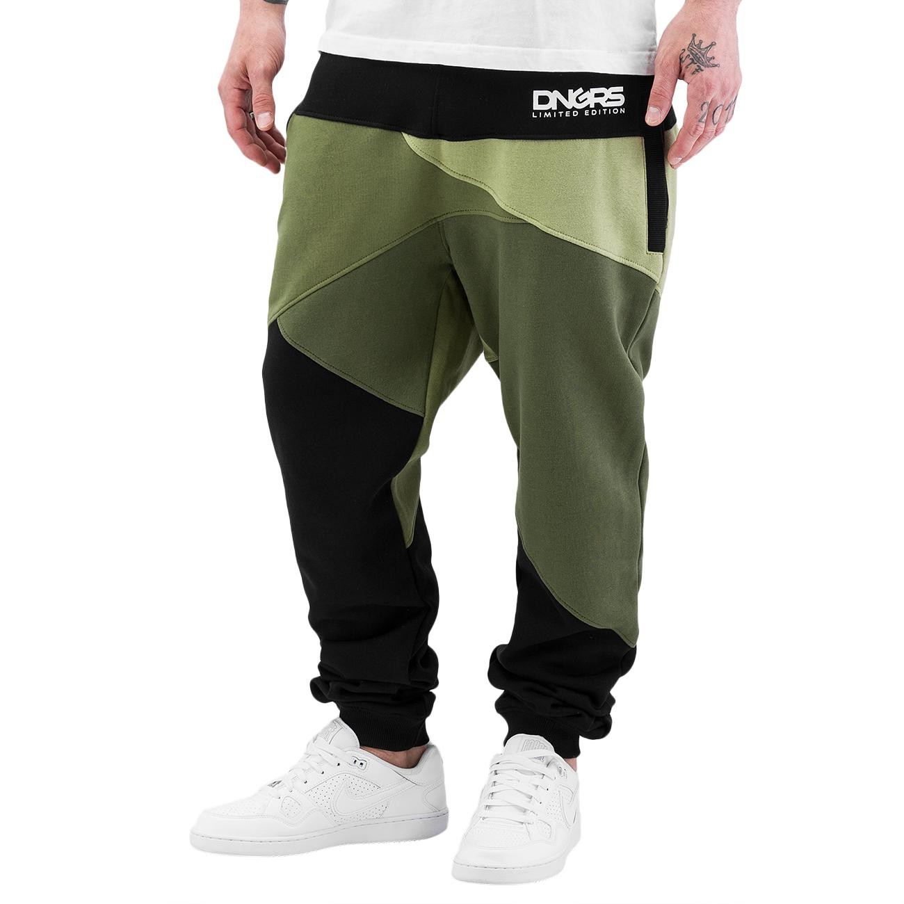 Dangerous DNGRS kalhoty pánské Locotay Sweatpants Olive/Black tepláky XL, olivová