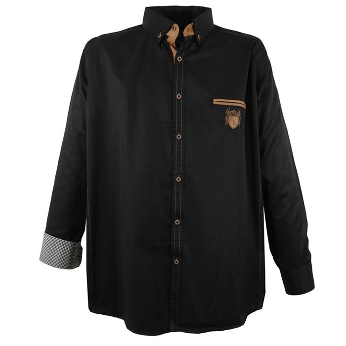 LAVECCHIA košile pánská 1980 nadměrná velikost 3XL, černá