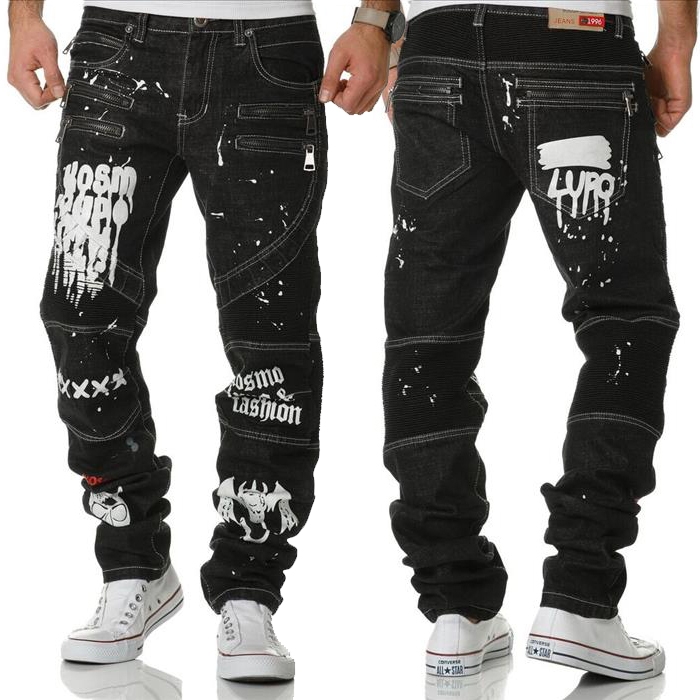 KOSMO LUPO kalhoty pánské KM159 jeans džíny 36, černá