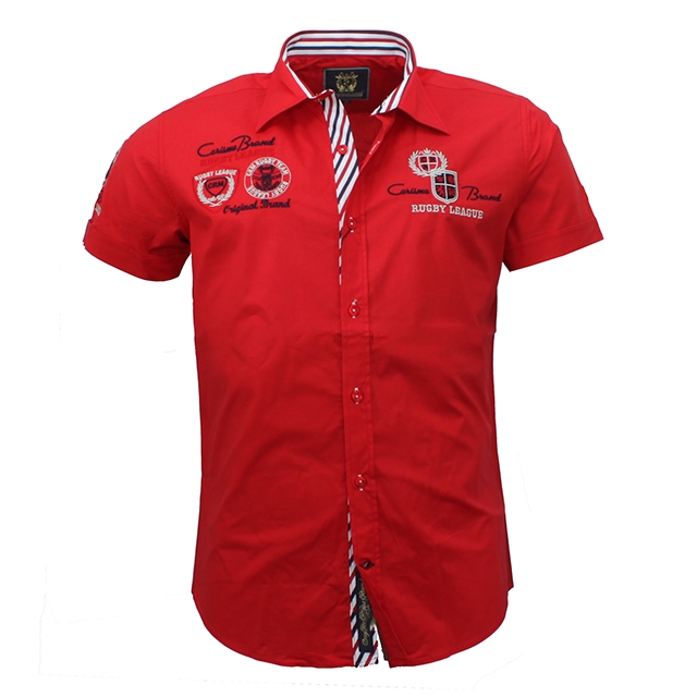 CARISMA košile pánská 9002 krátký rukáv slim fit XL, červená