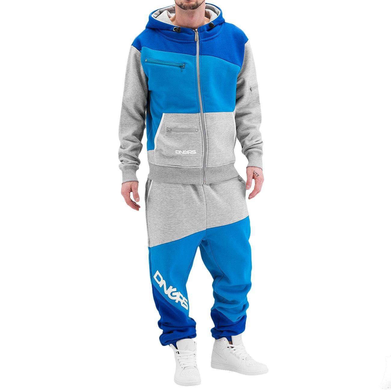 DANGEROUS DNGRS souprava pánská Suit Denim in grey hip hop XL, modrá