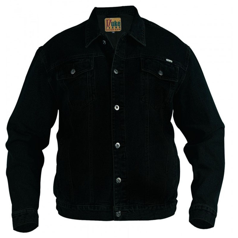 DUKE bunda pánská Western Style Trucker Denim džíska 100% bavlna 6XL, černá