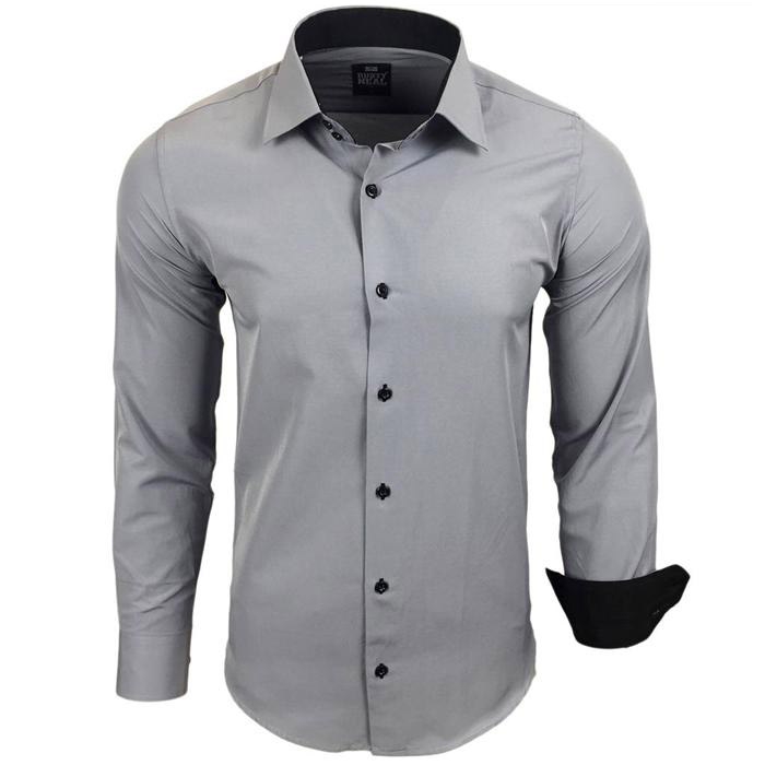 RUSTY NEAL košile pánská R-44 dlouhý rukáv slim fit XL, šedá