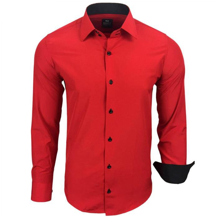 RUSTY NEAL košile pánská R-44 dlouhý rukáv slim fit XL, červená