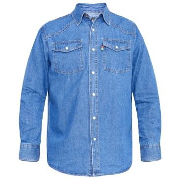 DUKE košile pánská KS1023 Western Style Denim Shirt riflová nadměrná velikost