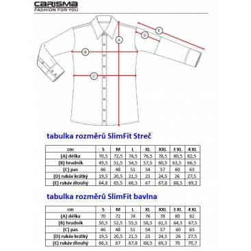 Košile pánská CARISMA dlouhý rukáv slim fit 8004 XXL,3XL,4XL